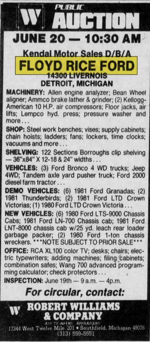 Floyd Rice Ford - June 1981 Liquidation